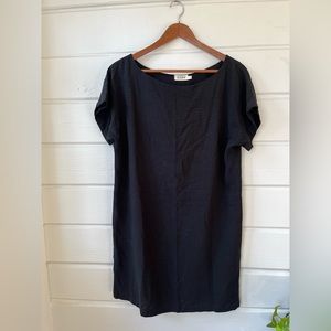 Ozma of California Black Woven Raw Silk Mini Dress